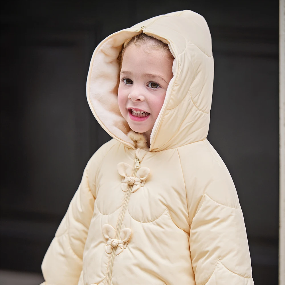 Dave Bella Girls Warm Jacket Autumn Winter Baby Plush Hoodie Children Thicken Overcoat Gentle Waterproof Kids Clothing DB4254636