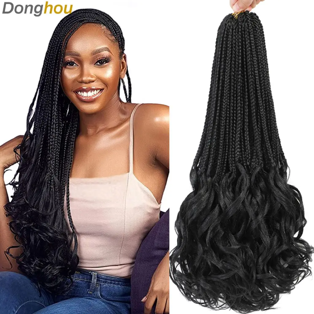 24”18” French Curl Crochet Braids Synthetic Goddess French Curly Box Braids Crochet Hair Extensions French Curls Braiding Hair