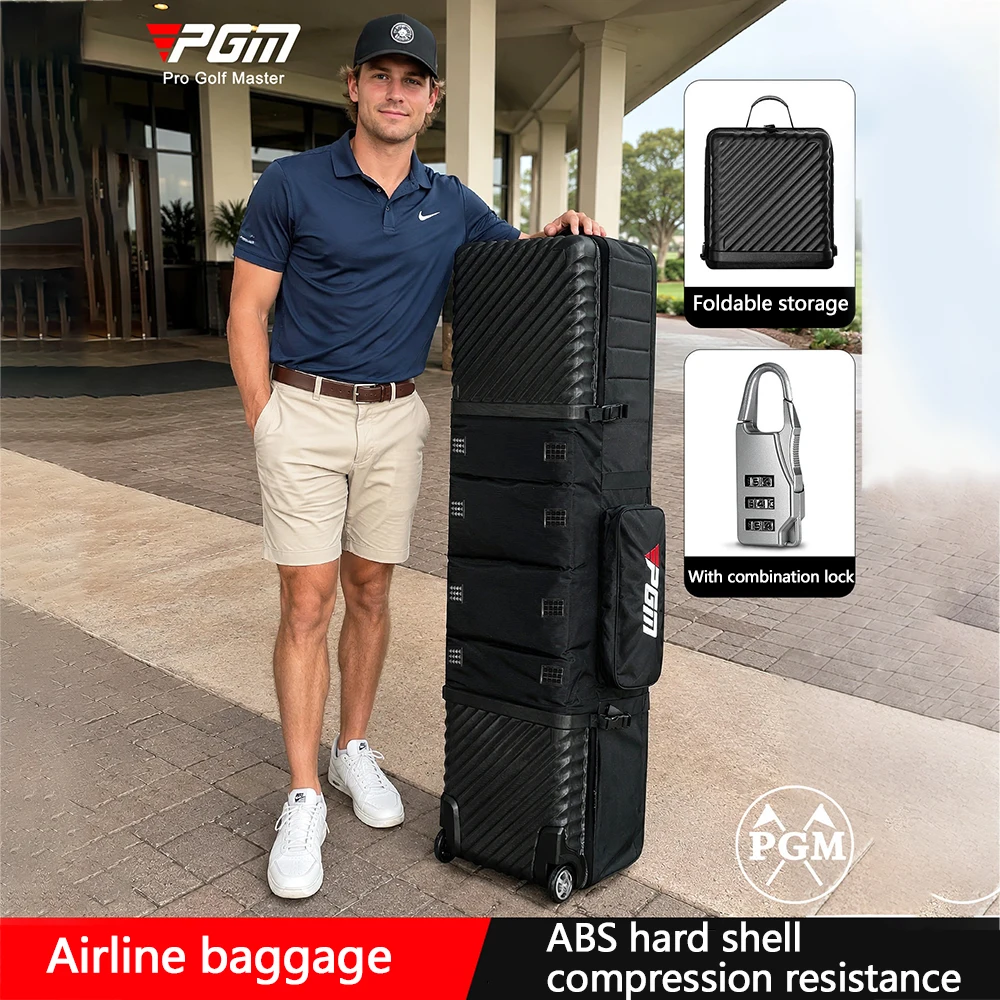PGM Golf Travel Bag with Wheels  900D Oxford Golf Bag Travel Case for Airlines Thickened ABS hard shell design Foldable Storage
