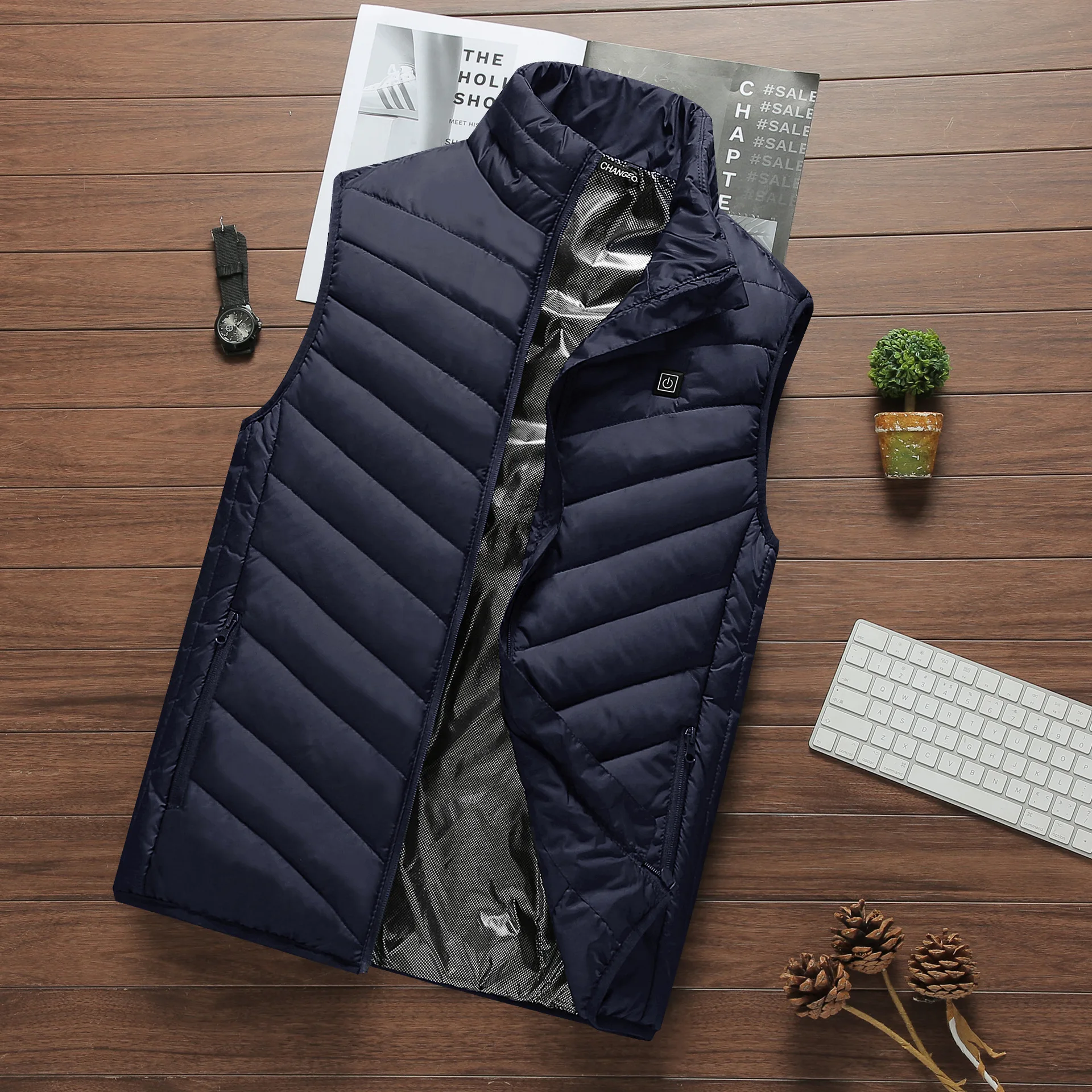 2024 Winter New Fashionable Intelligent Heating USB Cold Insulation Tank Top Men's Daily Leisure Outdoor Sports Jacket
