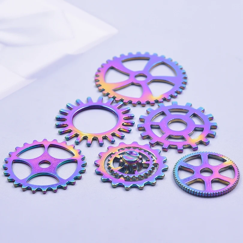 12pcs Összecsap steampunk kiegészítők Futam Fogaskerék charms számára ékszer Gyártás Anyagellátás DIY Fűrészfog Rainbow Medál Bűvölet components