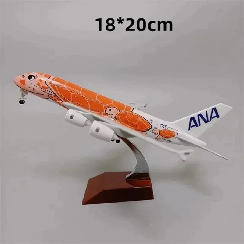 1:400 scala 20CM A380 ANA Cartoon Turtle airphones Aircraft con carrelli di atterraggio aerei pressofusi in lega modello giocattolo per collezioni