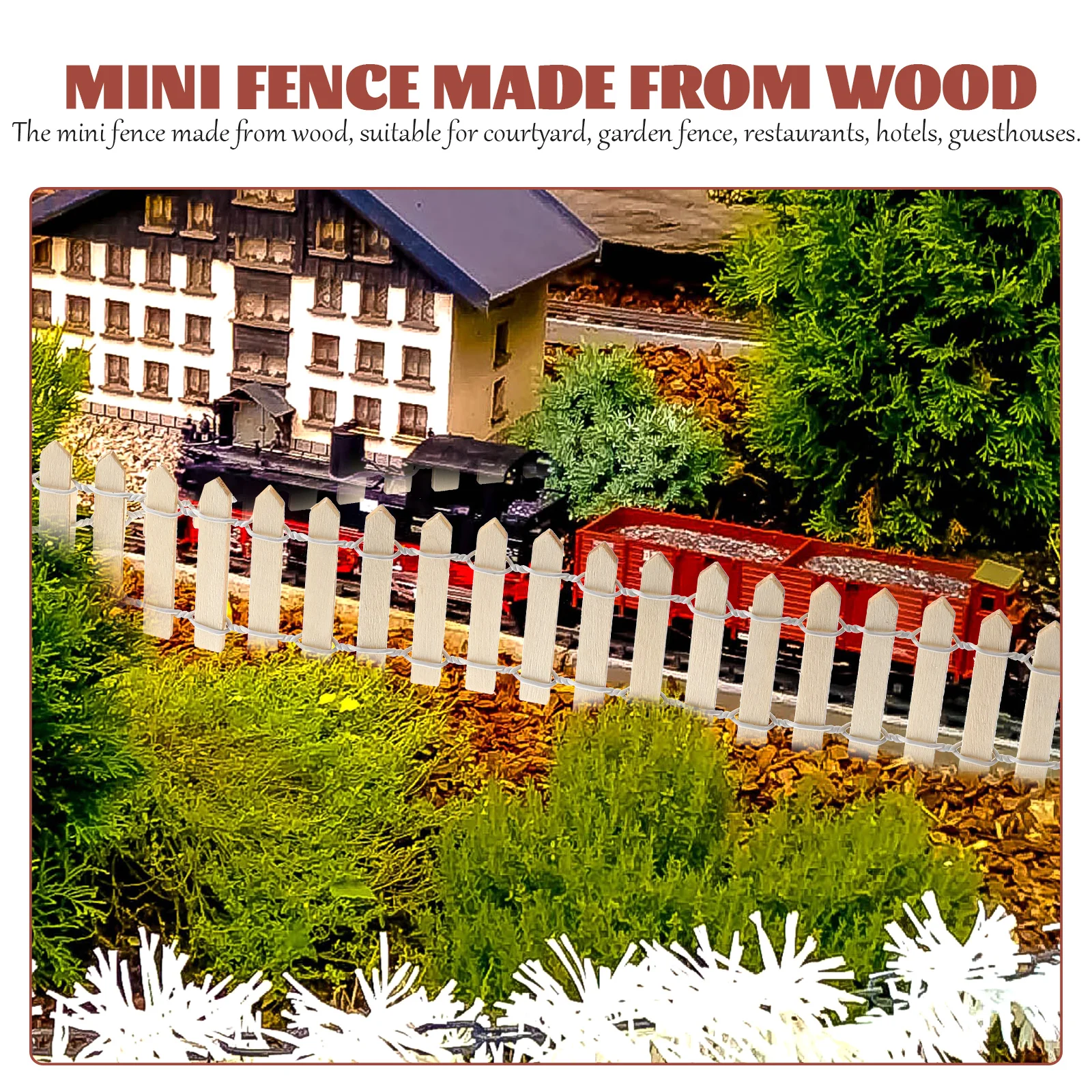100cm×5cm ミニフェンス 木製ピケット ガーデンデコレーション フェアリーランドスケープ DIYオーナメント クリスマスツリー マイクロハウス 盆栽 テラリウム 個