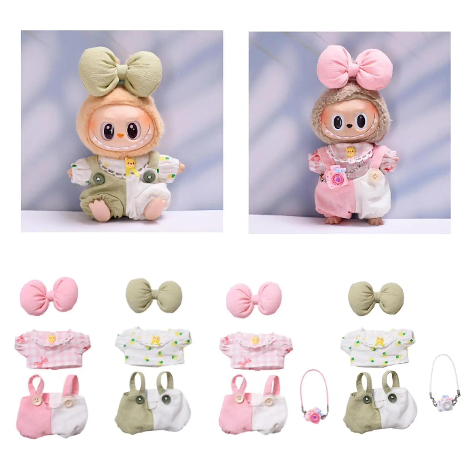 

Plush Doll Clothes Alive Adorable Birthday Gift Dress up Cartoon Cute Bow Decoration Props Clothing Gift for Little Girls