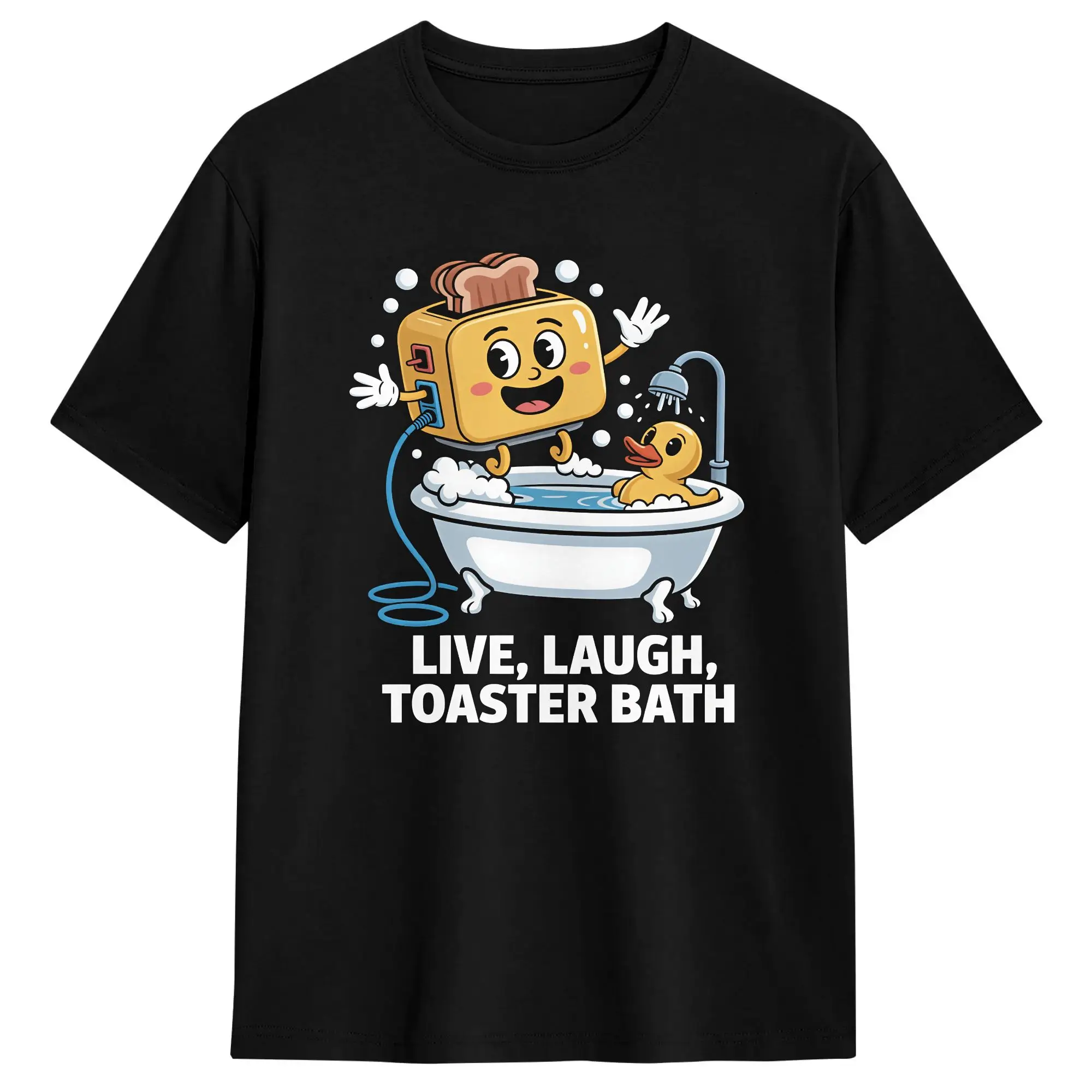 Casual T Shirt Summer Live Laugh Toaster Bath Hippie T Shirts  Cotton Tshirt for Man Y2K Basic Pattern Short Sleeve Tees