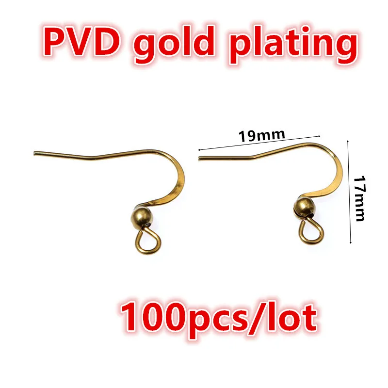 30-100 Stück Edelstahl DIY Ohrringe Haken Verschluss Ergebnisse Handgemachter Schmuck Herstellung Zubehör Ohrdraht Zubehör Stahl Gold