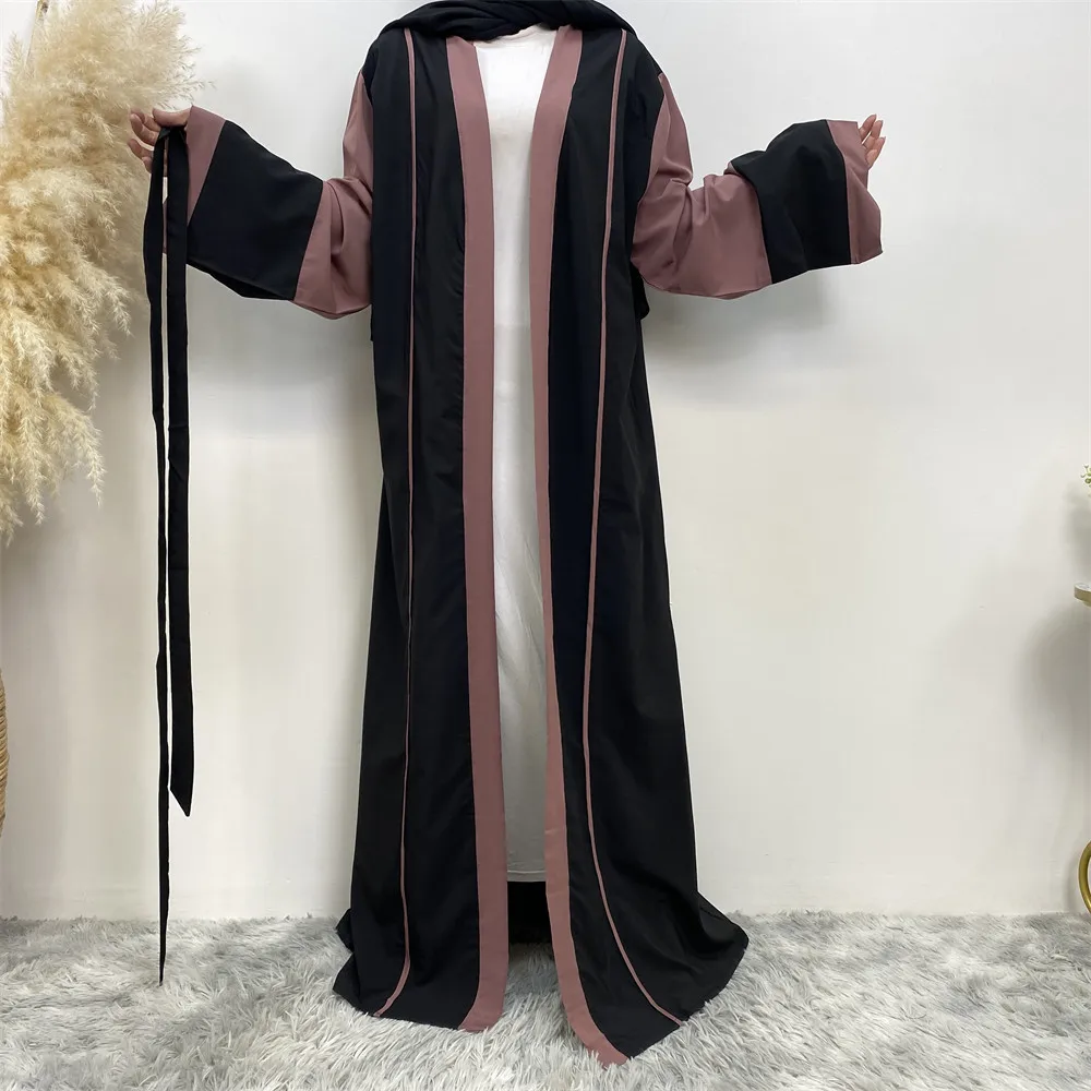 

Loose Women's Fashion Stitching Mulism Abaya Cardigan Open Robe Middle East Turkey Casual