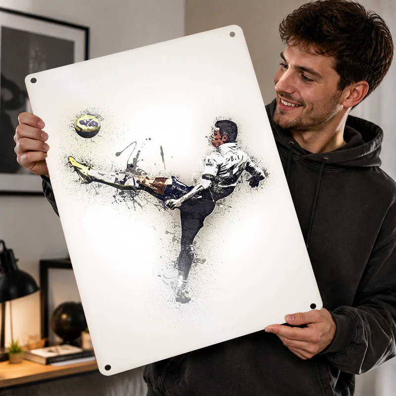 Gareth Bale Aluminum Posters Personalized Metal Tin Sign Premium Bold Soccer Icon Wall Art For Bedroom Study And Matchday Fans