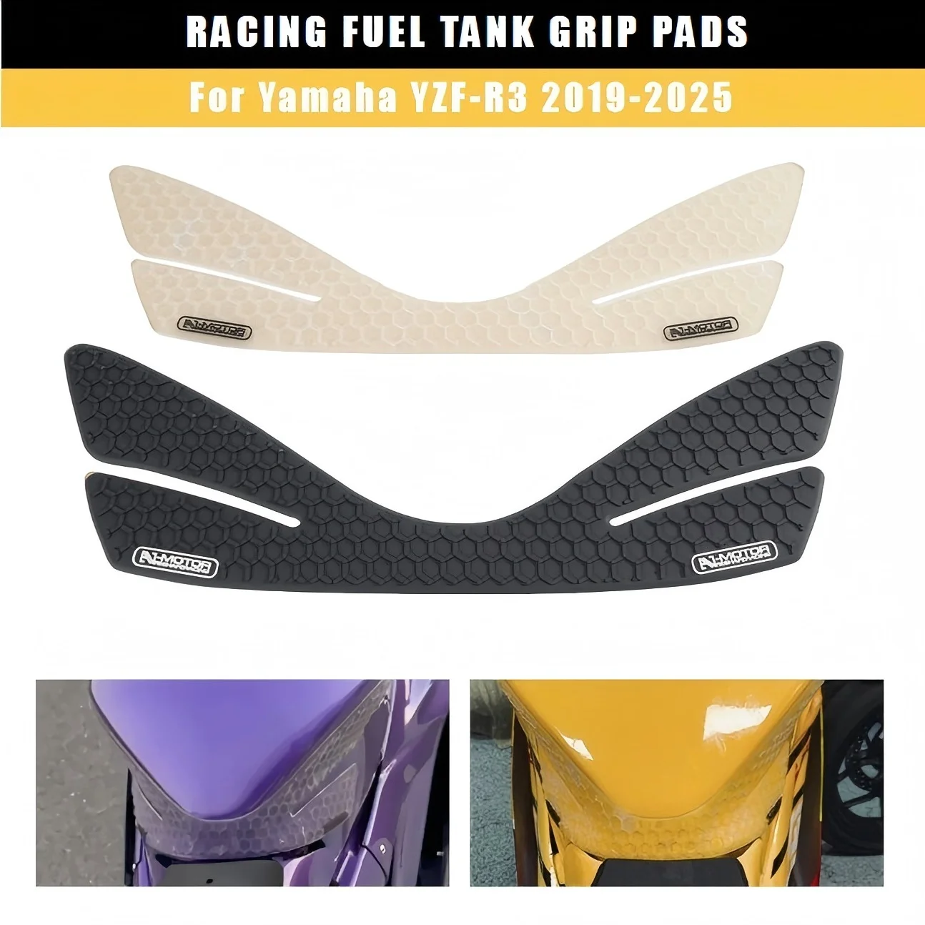 

Накладки на ручки топливного бака для гонок на мотоциклах Yamaha YZF-R3 2019-2025 гг. | Противоскользящие наколенники | Резиновая поверхность High-Tack