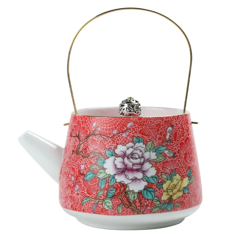 Enamel Teapot Ceramic Tea Set Home Kettle Retro Portable Teapot Tea Tea Set Ceramic Brewer Living Room Coffee Table Decoration