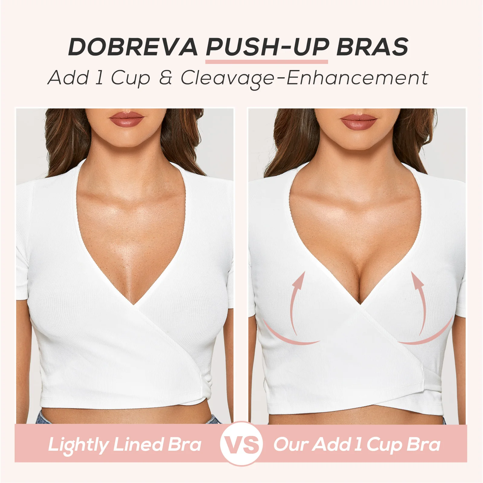 DOBREVA – soutien-gorge Push Up en dentelle florale pour femmes, sous-vêtements Sexy, soutien-gorge à armatures rembourré et plongeant, couverture