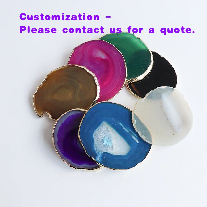 

custom.Colorful Polished Natural Agate Slices Stone Coaster