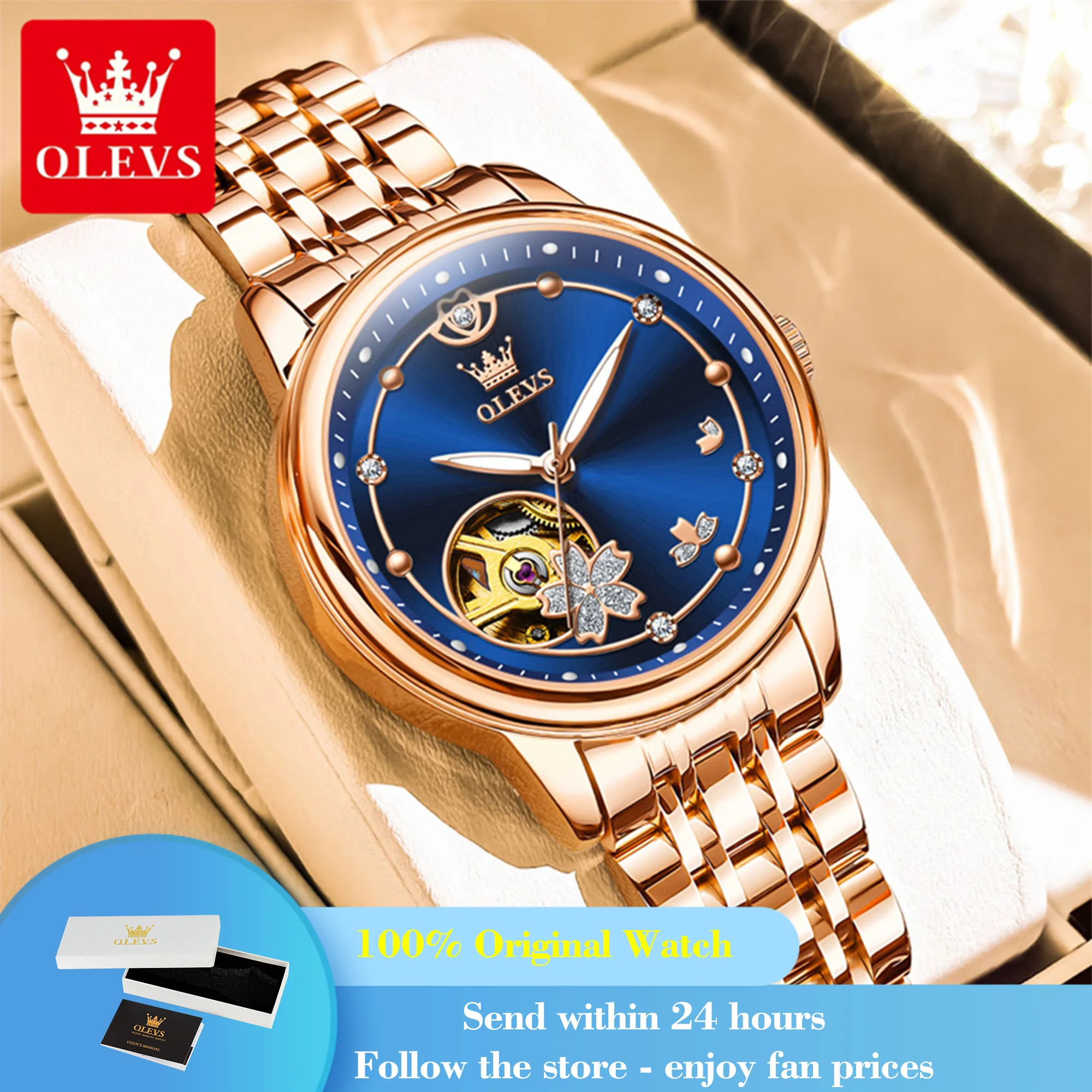 

OLEVS 6732 Woman Watch Luxury Original Mechanical Watch For Women Top Brand Hollow 30M Waterproof Ladies Automatic Wristwatch