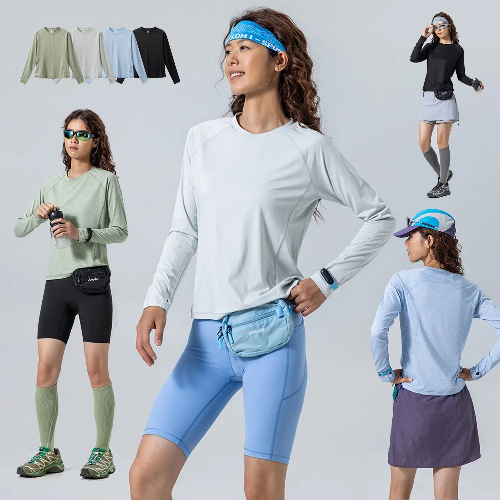Women Outdoor Cycling Hiking Quick Dry Long Sleeve Slim Fit Fitness Sport T-shirts Girl Y2k Streetwear Track T Shirts