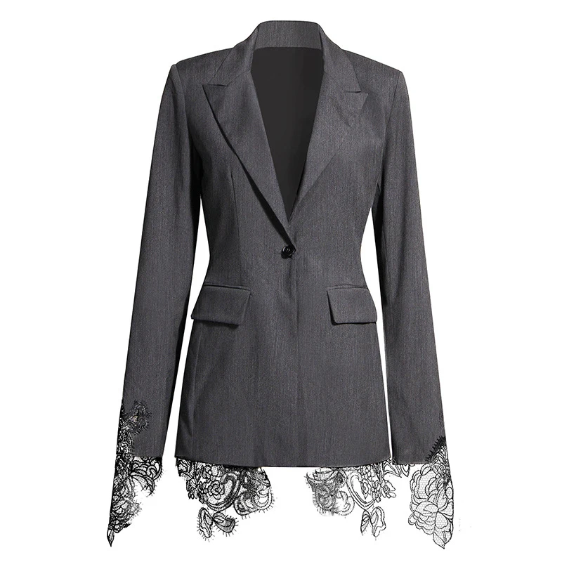 TLXT – Blazer élégant en dentelle brodée pour femme, col cranté, tunique à manches longues, manteaux décontractés, mode automne 2024