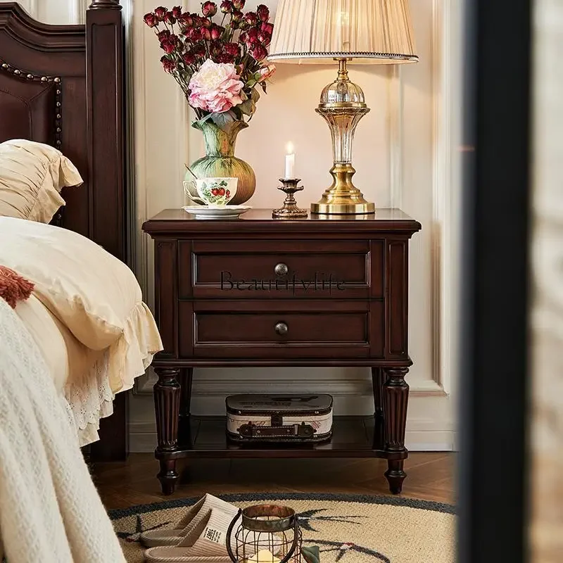 

НОВАЯ американская прикроватная тумбочка из цельного дерева, двухслойная прикроватная тумбочка из цельного дерева, двойной шкаф из вытяжки