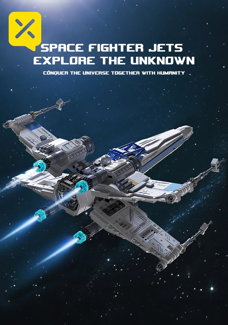 TOYLINX X-Wing Space Fighter Building Blocks Set LED Light Up Construction Toy Mechanical Space Vehicle with Pilot Bricks Gifts
