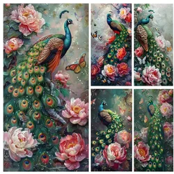 Full Square Round DIY Diamond Painting Stitch Peony Flower Green Peacock Animals Mosaic Diamond Embroidery Wall Decor Large Size