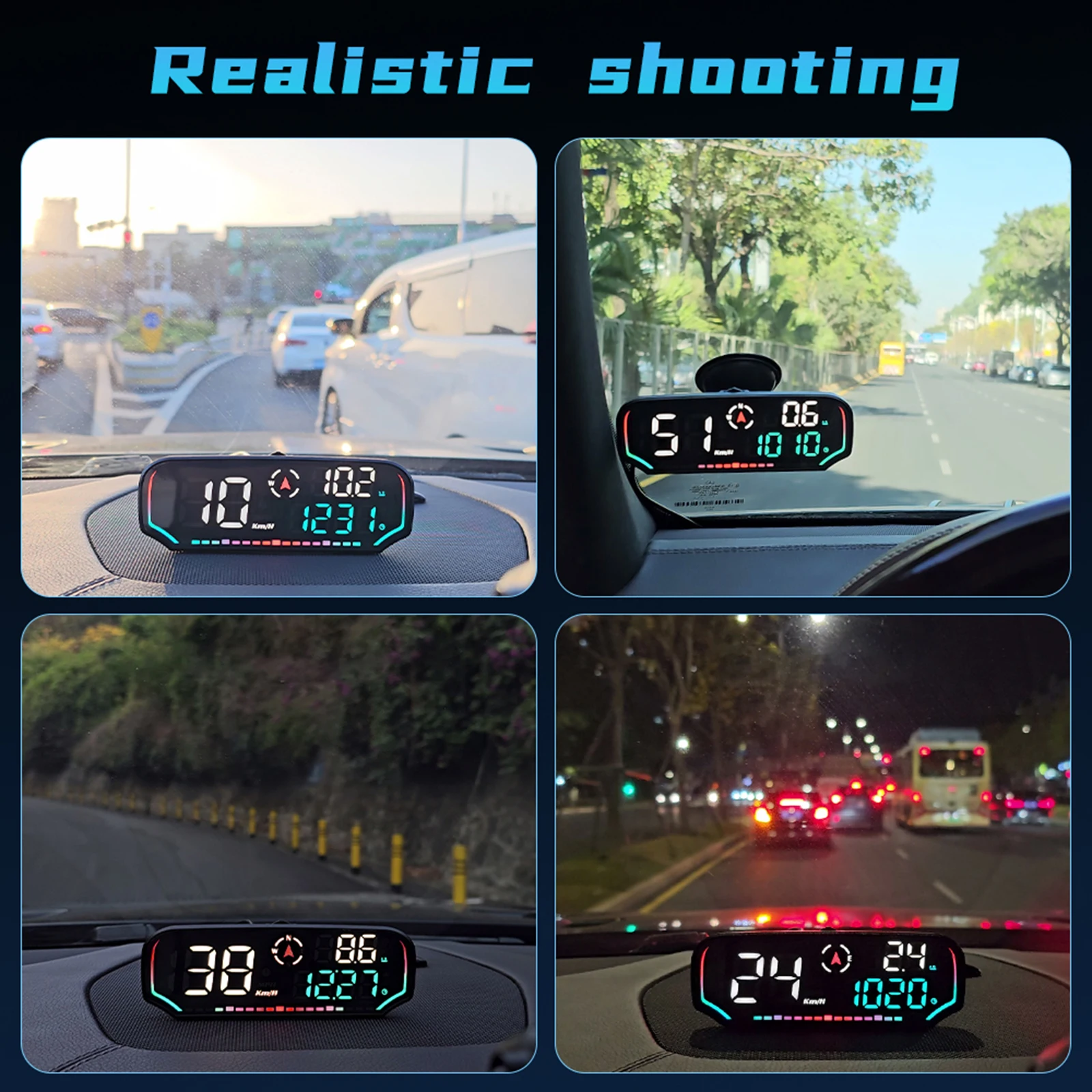Car HUD G14 GPS Head Up Display Compass Digital Clock Date Altitude KM/H MPH Meter Alarm Gauge On Board Computer Speedometer