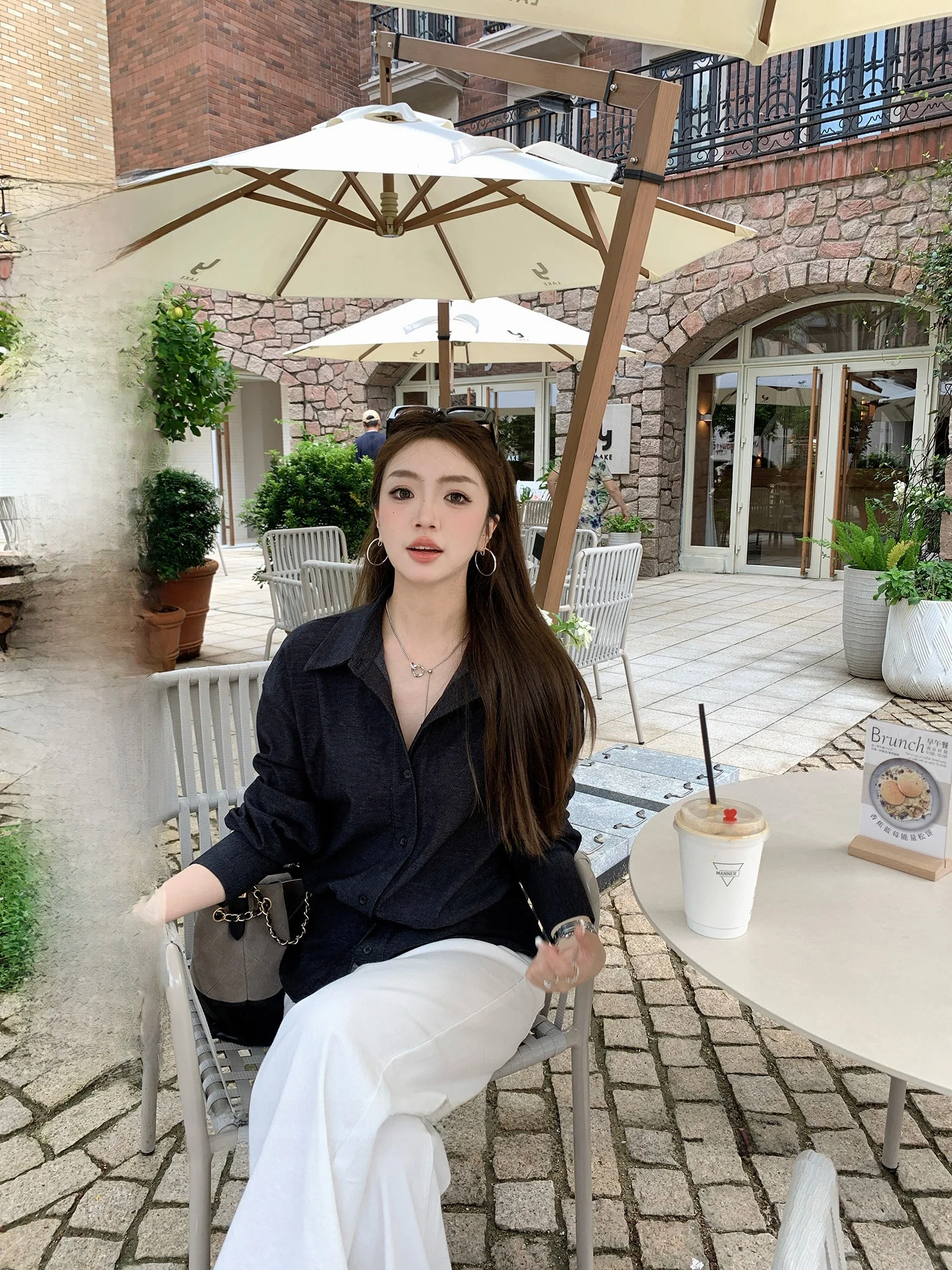 

Slimming Bla irt for Women Early Autumn New Sle High Quali Commute Sle Cotton Long Sve Button up Casual Top