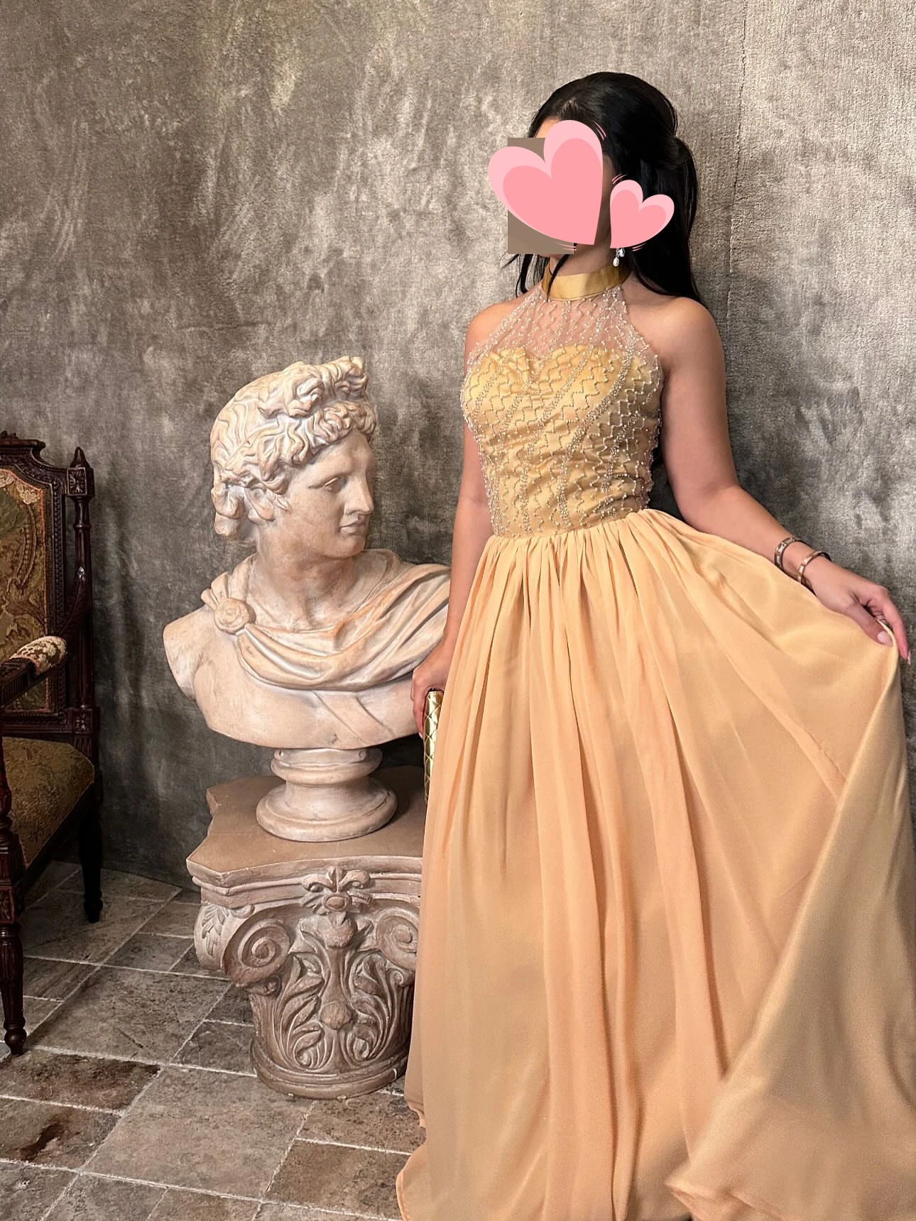 

Другое Элегантное винтажное платье с милыми оранжевыми бусинами, кружевное шифоновое трапециевидное платье на заказ, вечернее платье для выпускного вечера