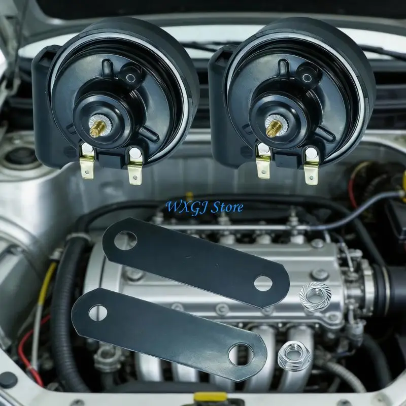 37JE 2 Items 12V Electric Horn Powerful Audible Improved Security For Cars And Bikes