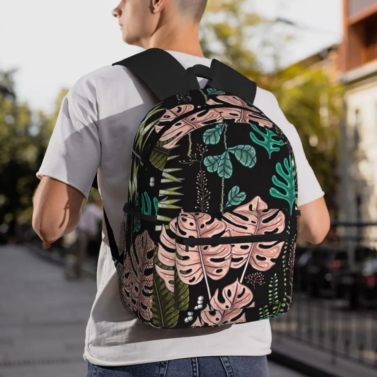 Tropical Plants Pattern Backpack Daypack Large Capacity Boys Girls BookBag School Bag Shoulder Bags for Men Women