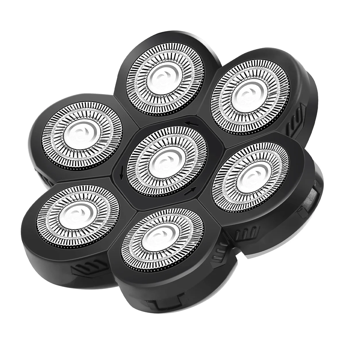 رؤوس بديلة ماكينة حلاقة كهربائية للرجال ، 7 رؤوس ، ماكينة حلاقة لحية أصلع ، لون البندقية