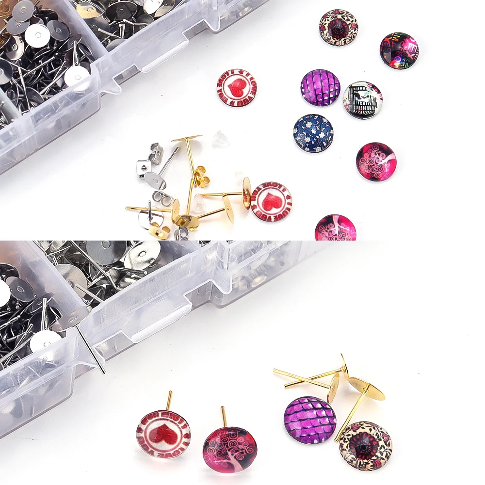 1400Pcs/Lot Blank Post Earring Studs Base Pins Box With Earring Plug Findings Ear Back For DIY Jewelry Making Kits Jewelry Box - view 5