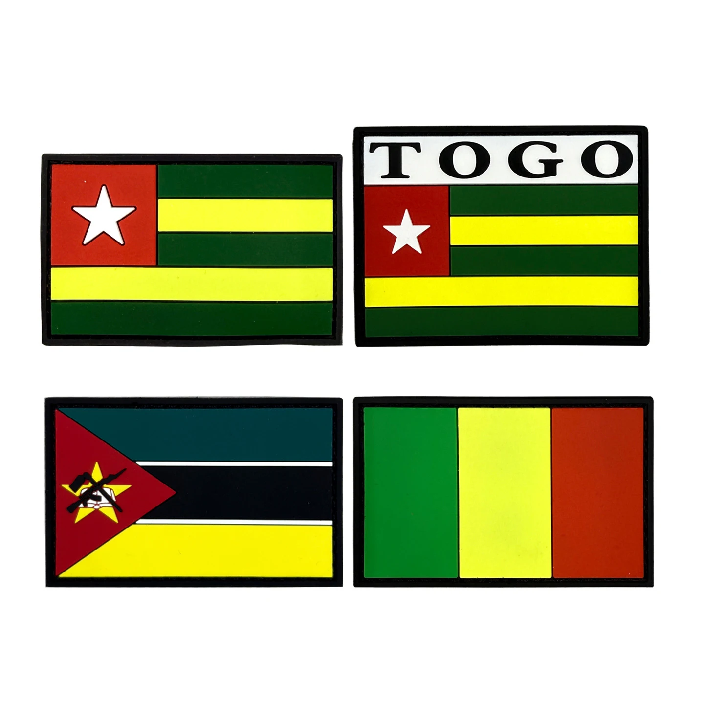 Embroidered PVC Togo Mozambique Mali Flag Patches Africa Togo Flags Tactical Rubber Appliques Badges For Clothing Backpack Caps