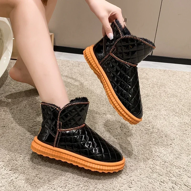 Thick Heel Plush Snow Boots Women 2024 New Fashion Boots Women Platform Keep Warm Cotton Shoes for Women Zapatos De Mujer