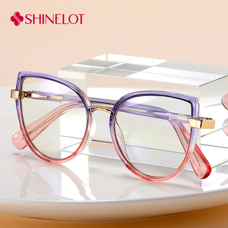 

97708 Literary Lady Cat Eye Eyeglasses Frame Female Elegant Glasses Mixed Color Frame Youth Style Intellectual Eyewear