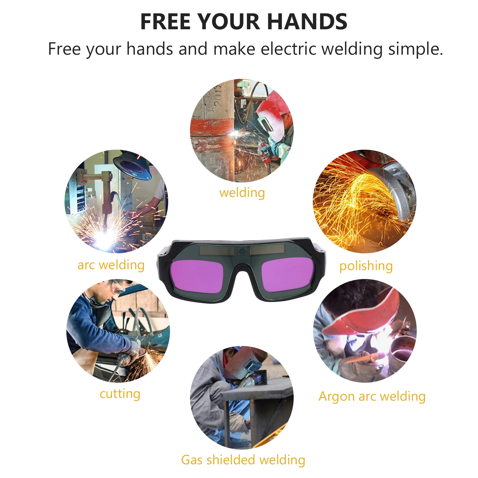 

Ultra-Thick Auto Darkening Welding Goggles Solar Rechargeable Protective For Arc Gas Welding Uv Infrared Protection