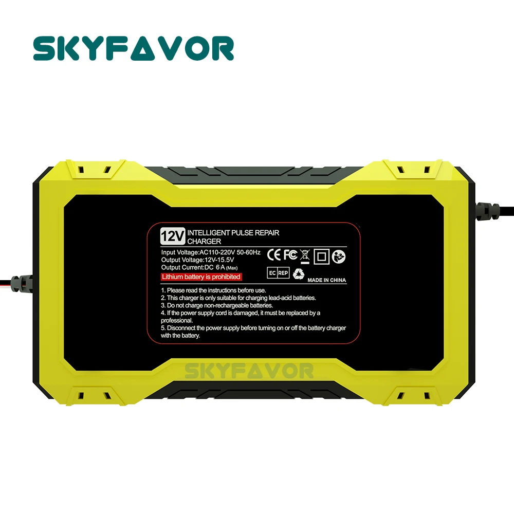 新入荷 12V 車用バッテリー充電器 12V 6A 自動 AGM ゲル WET カルシウム ディープサイクル VRLA パルス修復 鉛蓄電池充電器