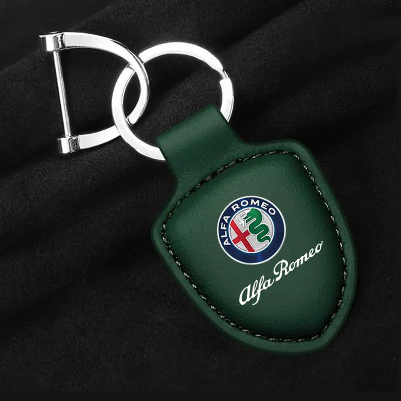 Alfa Romeo Lederen Sleutelhanger - Zwart lederen uitvoering