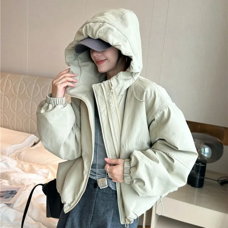 

2025 New Style American Double Zip Hooded Cotton Jacket Women's Fashion Thickened Coat Trend