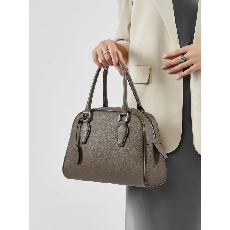 

Cowhide Bowling Ball Genuine Leather Women's Bag Large Capacity Handheld Pillow Bag carry original sling shoulder the tote bag