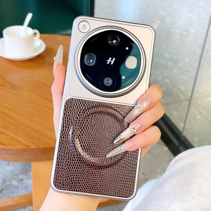 Fashion Lizard Pattern For OPPO Find X9 Ultra Phone Case Protective PC Hard Shell Solid Color Magnetic Back Cover