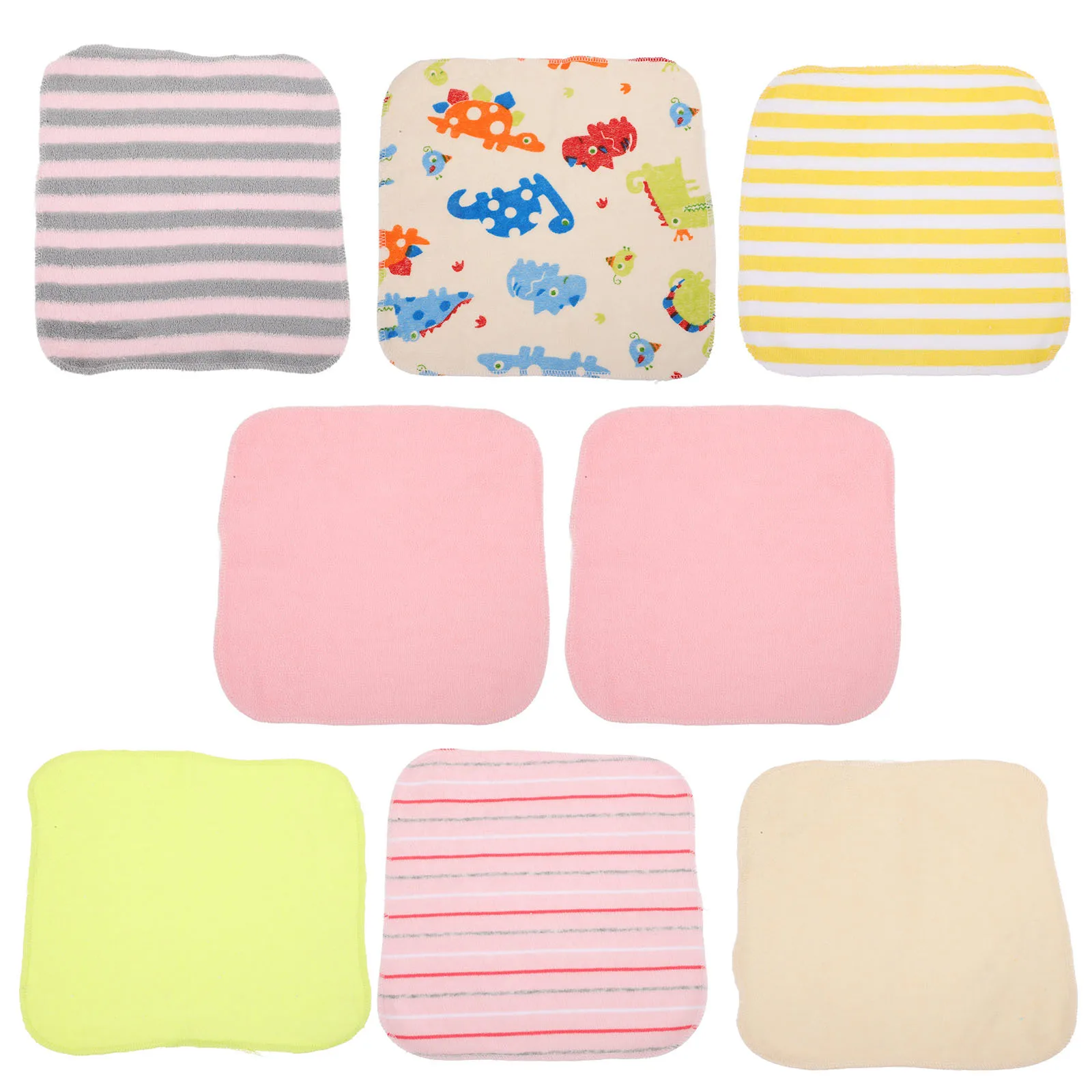 Toalhas de rosto de bebê de algodão, 8 peças, absorventes, panos de mão infantis, macios e leves, toalhas de banho, cores aleatórias