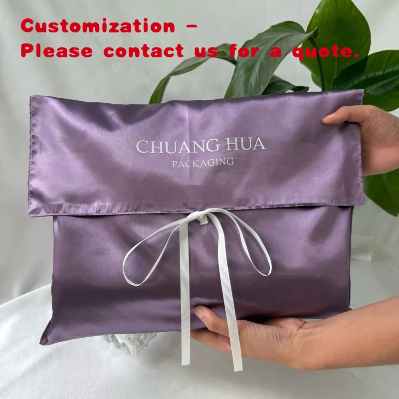 

custom.Custom Print Luxury Satin Envelope Hair Bundle Extension Cosmetic Storage Bag Luxury Silk Wig Packing Dust Sati