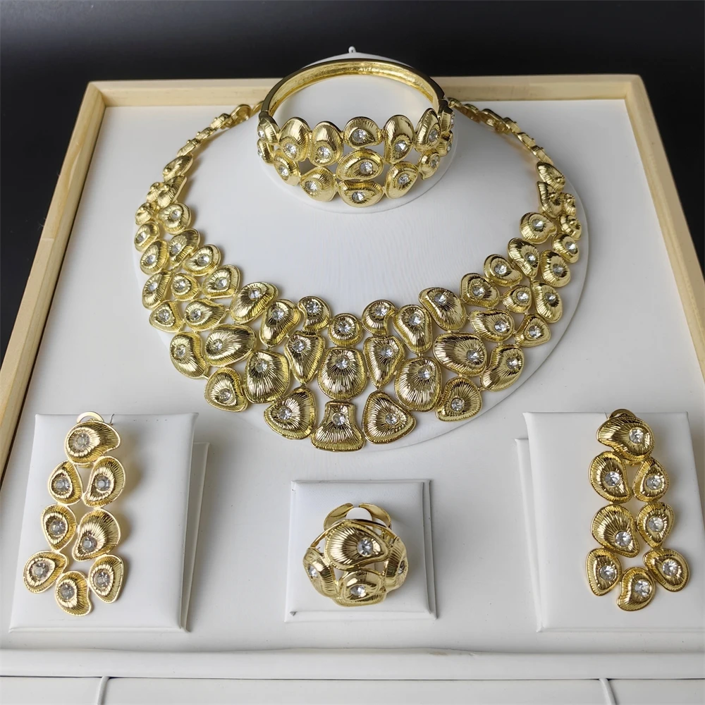

TITI Hight Quality Big Jewelry Set 18K Gold Plated Necklace Bracelet Sets Durable Hypoallergenic Gift 2025 New