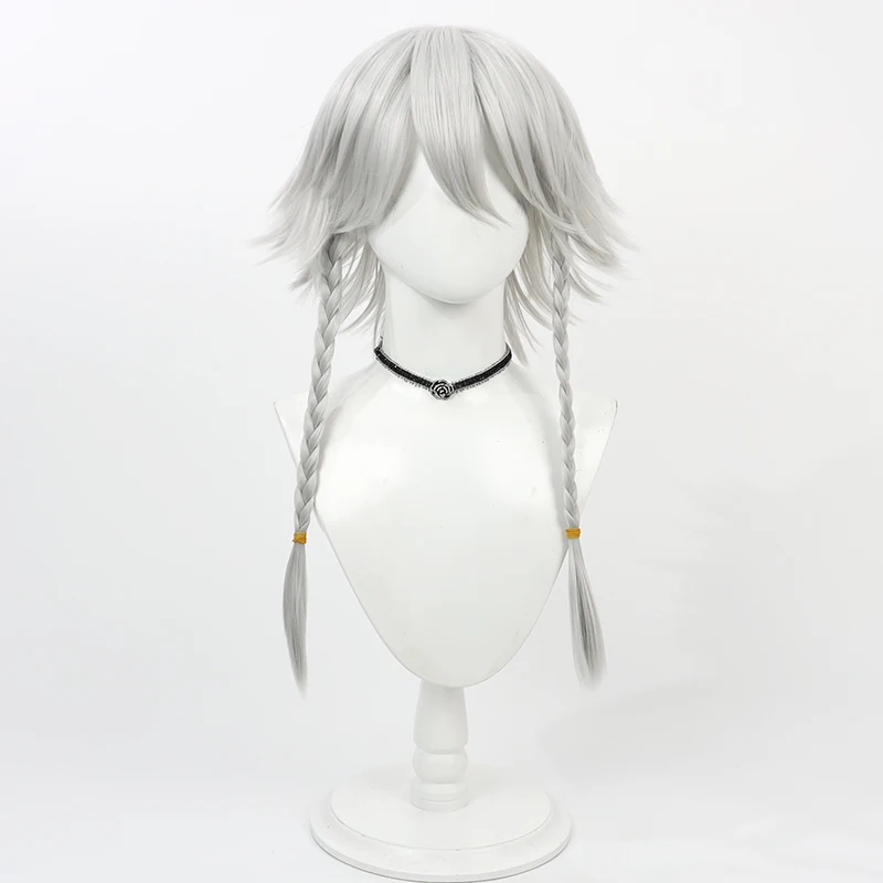 Pelucas de pelo sintético Sakuya Izayoi, pelucas de Cosplay Touhou Sakuya Izayoi, juego de rol, peluca larga y recta plateada y blanca resistente al calor
