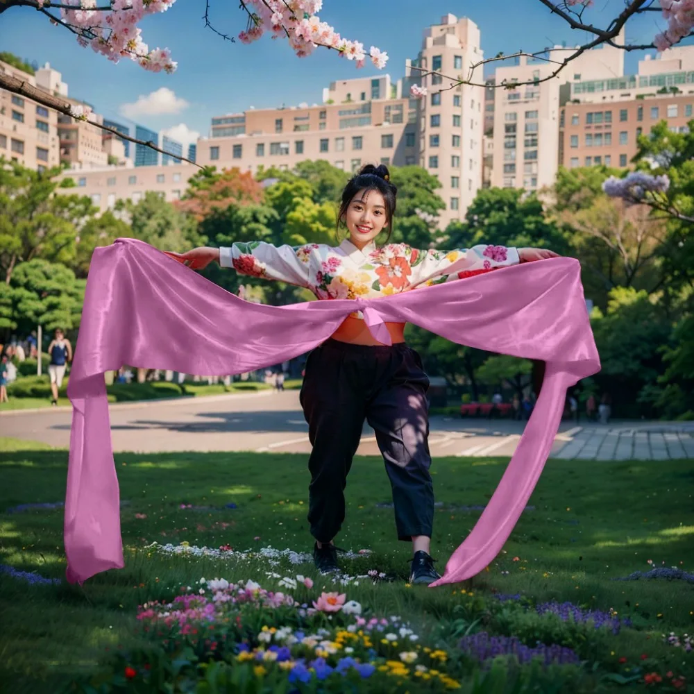 

High Quality Silk Fabric Performance Dance Ribbons Solid Color 300*36CM Various Dance Ribbons Light Texture Veil Shawls