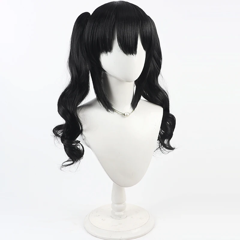 Jogo kurobe nanoka peruca cosplay preto duplo rabo de cavalo peruca cosplay para comicon festa adulto feminino masculino