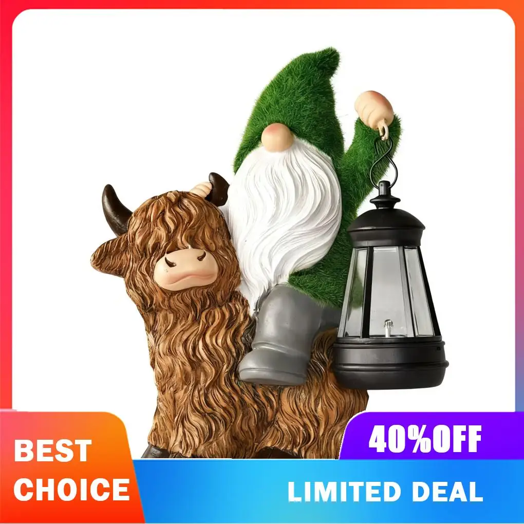 Solar Lantern Gnome Statue Resin Gnome Garden Outdoor Decor Figurine Solar