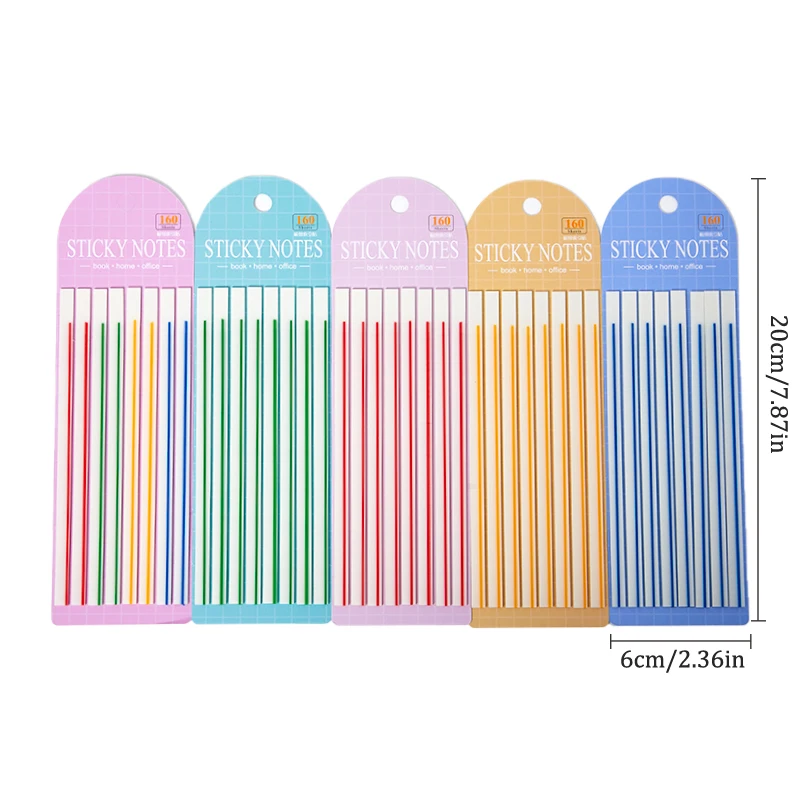 60Pcs Macaroon Color Horizontal Line Stickers Transparent Fluorescent  Tabs Flags Sticky Note Stationery Children Gifts Sch