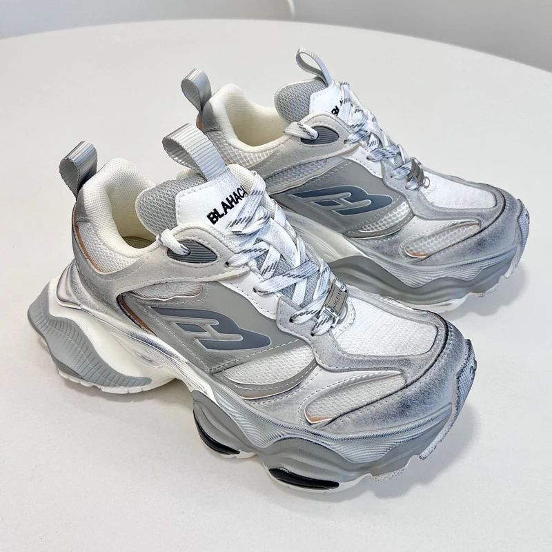 

Paris Fashion Show Style Women's Casual Sports Shoes Breathable Thick Bottom Leisure Sports Shoes Old Dad Shoes Vintage Worn