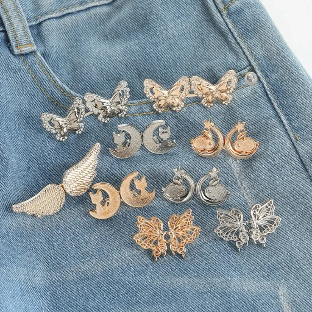 

Jeans Button Adjustable Clips for Pant Skirts Waist Tightener Buckle Snap Button Adjuster Butterfly Pin Button Clothing Supplies
