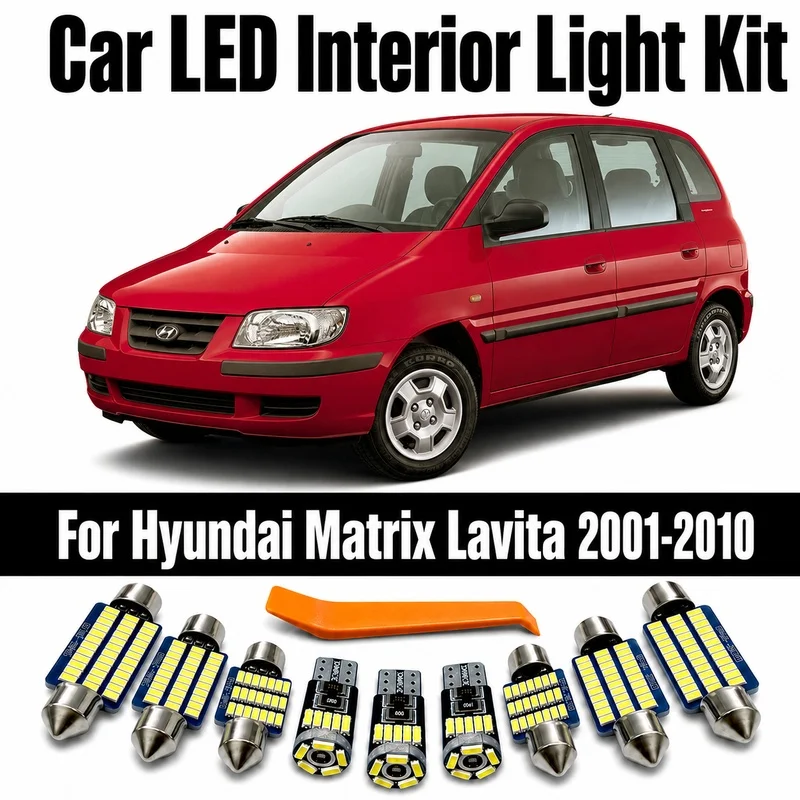 8Pcs LED Interior License Plate Light Bulb Kit For Hyundai Matrix Lavita 2001 2002 2003 2004 2005 2006 2007 2008 2009 2010