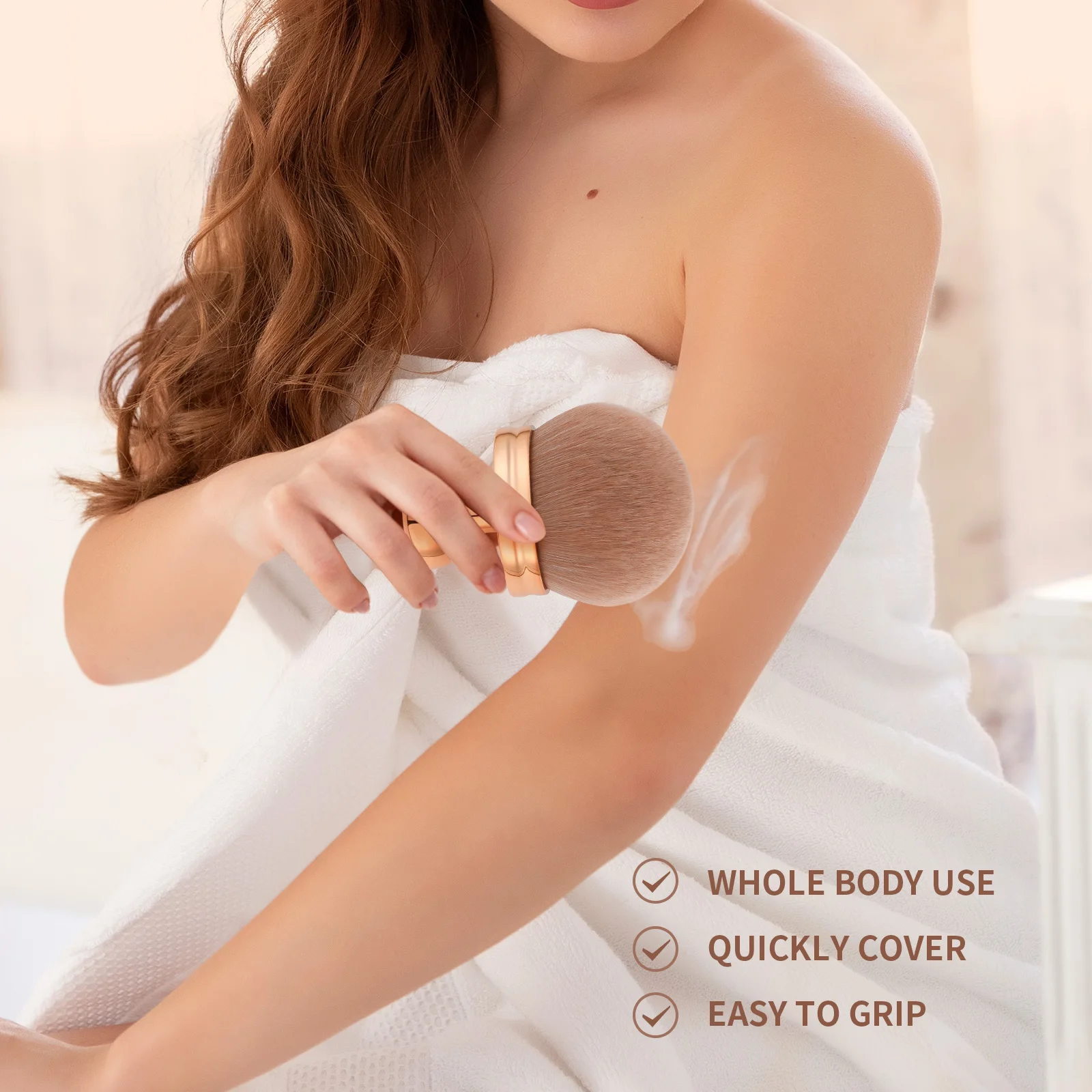 Docolor Pędzel do samoopalania Bardzo Duży Pędzel do Makijażu Ciała Pędzel Kabuki do Nóg Pędzel do Rozświetlacza Przenośny Pędzel do Samoopalania Kremu do Opalania do Twarzy